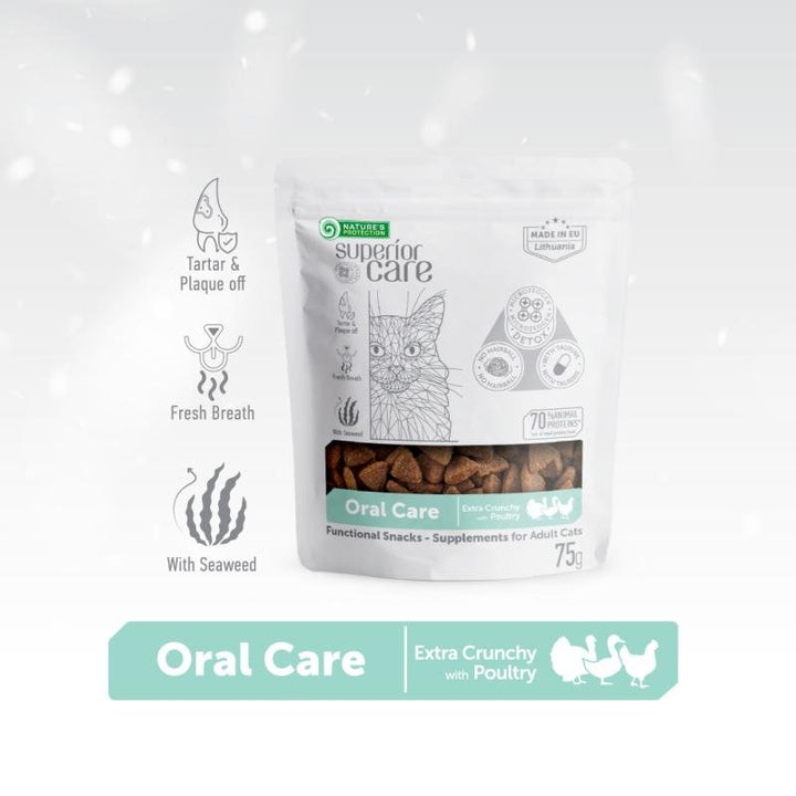 CLEARANCE Nature's Protection Superior Care Oral Care Cats Dental Treats For Adult Cats Of All Breeds With Poultry And Seaweed - SuperiorCare.Pet