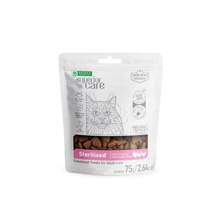 CLEARANCE Nature's Protection Superior Care Sterilised Cat Treats For Adult Cats Of All Breeds Weight Control Extra Crunchy With Poultry - SuperiorCare.Pet