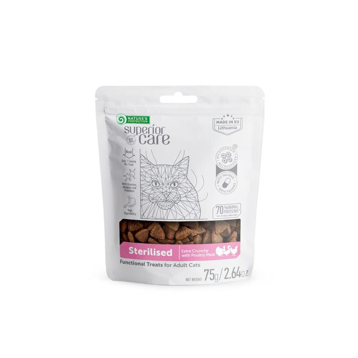 CLEARANCE Nature's Protection Superior Care Sterilised Cat Treats For Adult Cats Of All Breeds Weight Control Extra Crunchy With Poultry - SuperiorCare.Pet