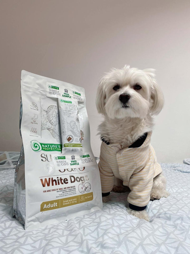 CLEARANCE Nature's Protection Superior Care White Dogs Dry Dog Food For Adult Small And Mini Breeds Light Coated Dogs, Lamb And Rice - SuperiorCare.Pet