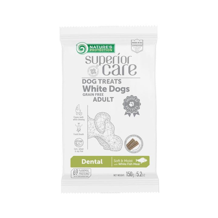 CLEARANCE Nature's Protection Superior Care White Dogs Grain - Free Dental Supplemental Treats Soft And Moist, White Fish - SuperiorCare.Pet