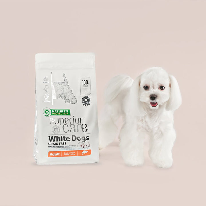 CLEARANCE Nature's Protection Superior Care White Dogs Grain - Free Dry Dog Food For Adult Small and Mini Breeds Dogs, Salmon - SuperiorCare.Pet