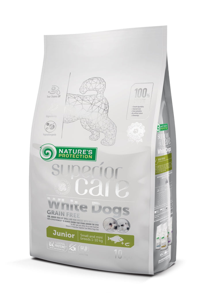 CLEARANCE Nature's Protection Superior Care White Dogs Grain - Free Dry Dog Food For Junior Small and Mini Breeds Light Coated Dogs, White Fish - SuperiorCare.Pet