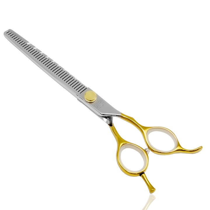 Tauro Pro Line cutting scissors "Perfection by Janita J. Plunge", 440c stainless steel, golden handles, 40 teeth, thinning - SuperiorCare.Pet