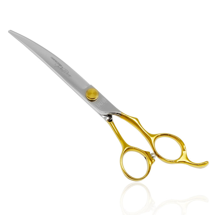 Tauro Pro Line cutting scissors "Perfection by Janita J. Plunge", curved, 440c stainless steel, golden color - SuperiorCare.Pet