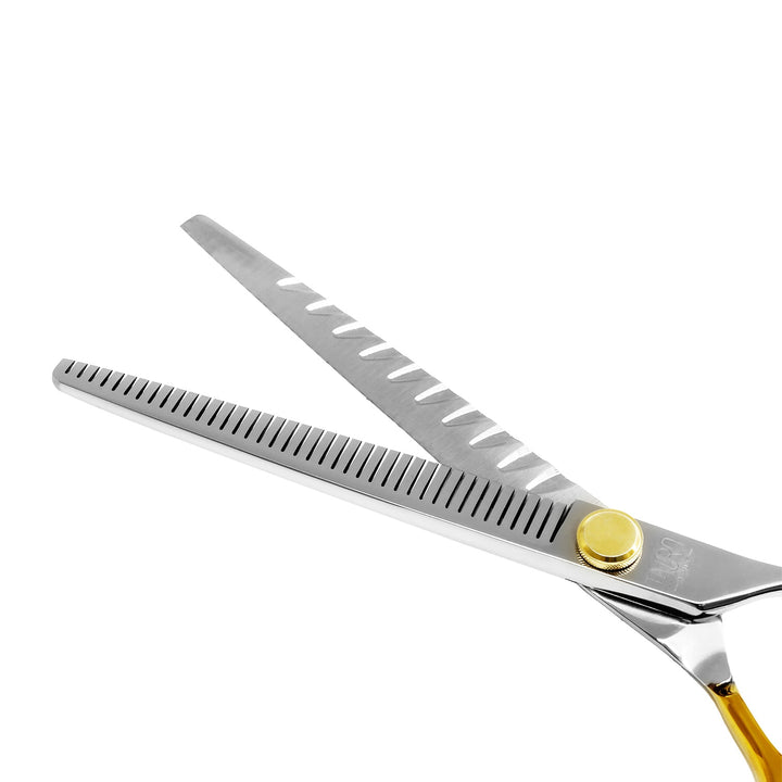 Tauro Pro Line cutting scissors "Perfection by Janita J. Plunge", thinning, 40 teeth, 440c stainless steel, golden color - SuperiorCare.Pet