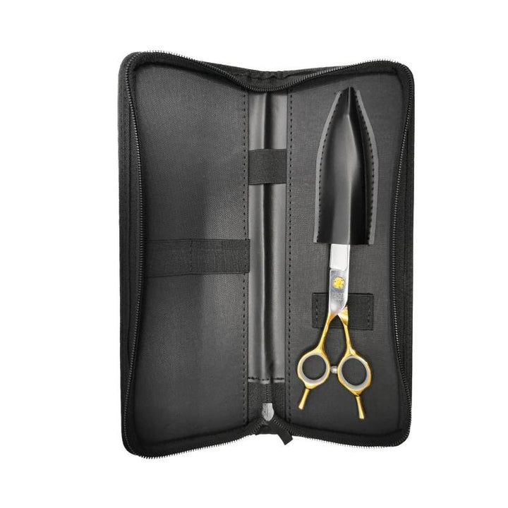 Tauro Pro Line Janita Plungė Stainless Steel Cutting Scissors Double Finger Rest Curved Ergonomic Extremally Sharp For The Left - Handed, 440c stainless steel, golden handles - SuperiorCare.Pet